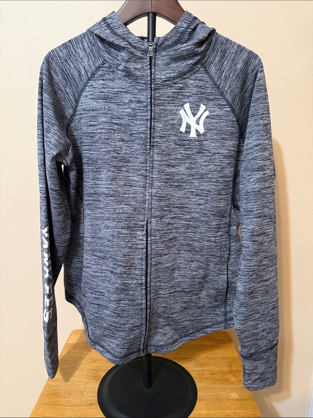 Genuine Merchandise Heather Navy Full-Zip Hooded Jacket with White NY Logo